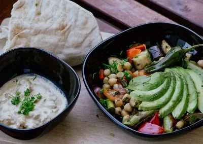 Chickpea and Lentil Fusion with Cashew Ginger Yoghurt
